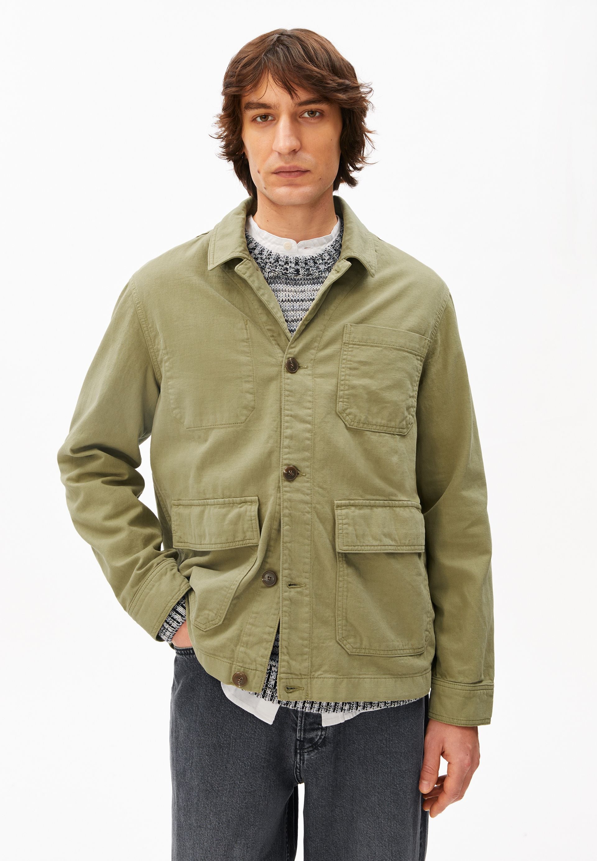 BAUMWOLL-LEINEN-JACKE