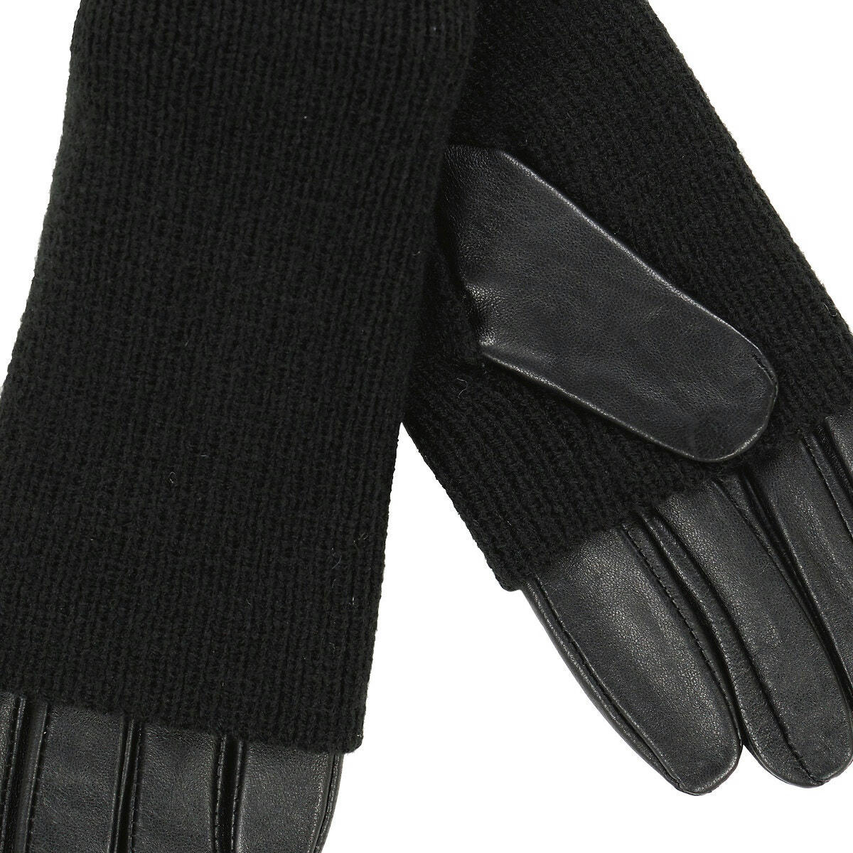 Gants cuir bi matière