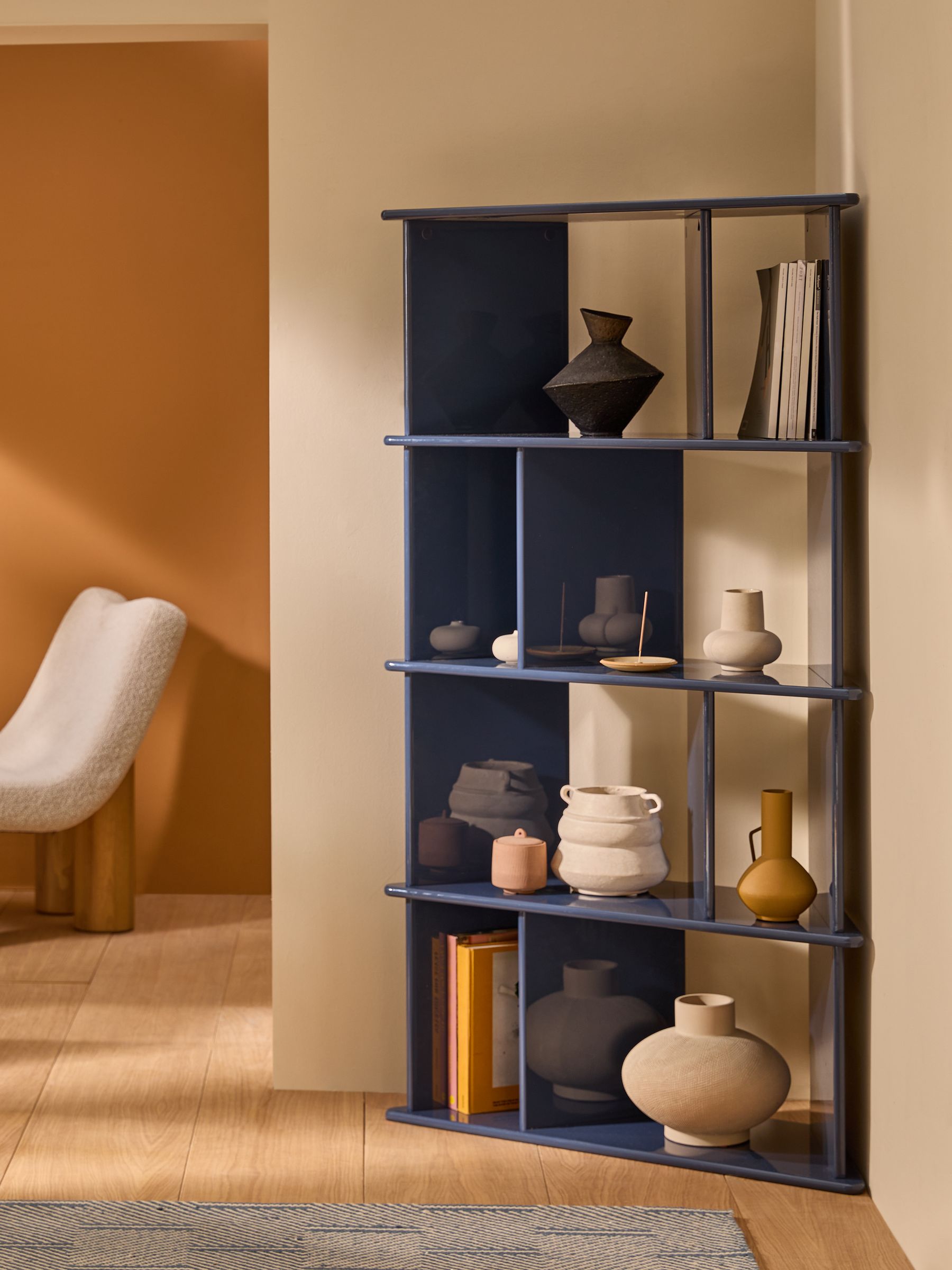 Ingrid Narrow Shelving Unit in Navy