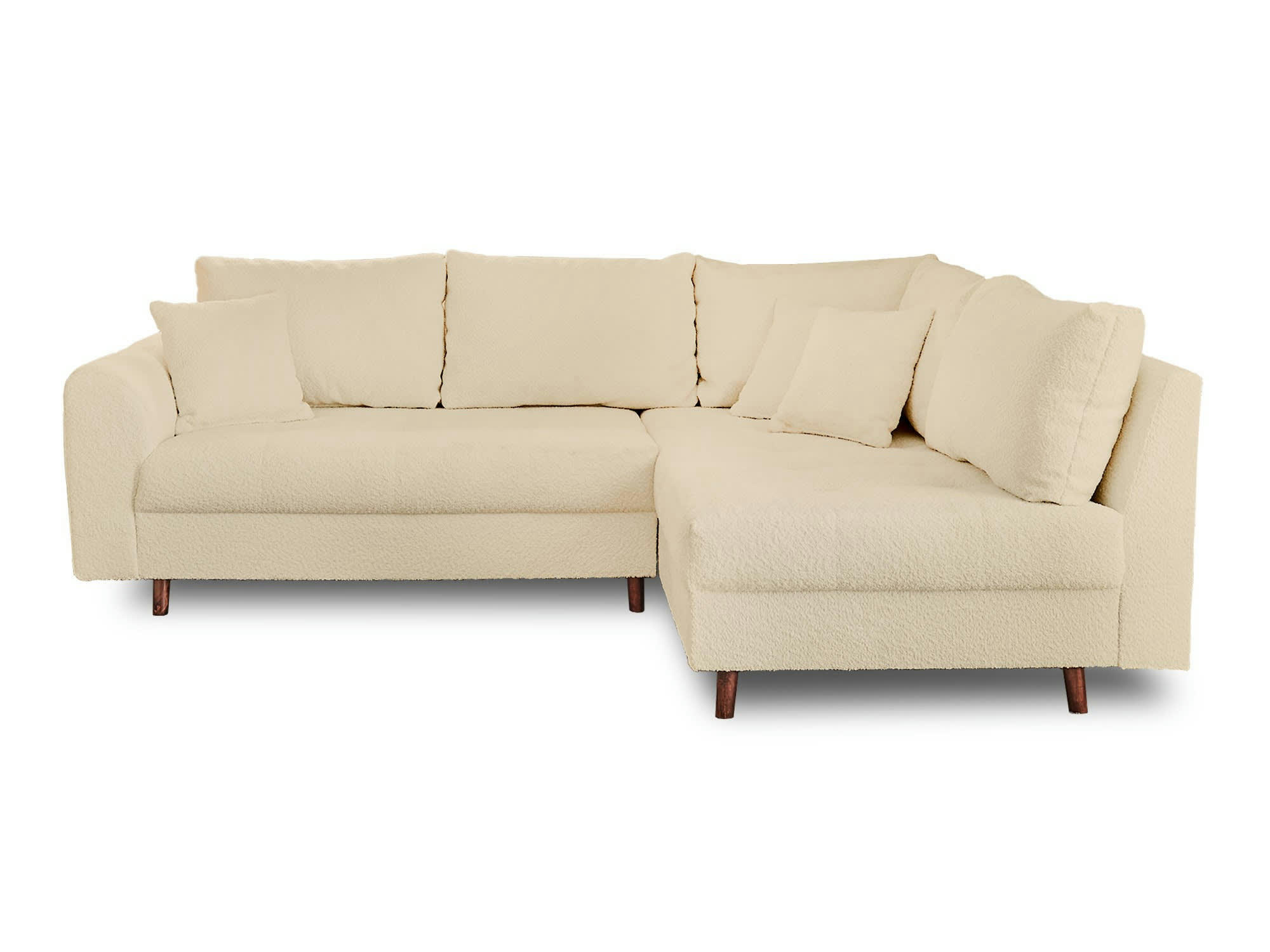 RUNE - Canapé d'angle droit 4 places en tissu bouclette beige