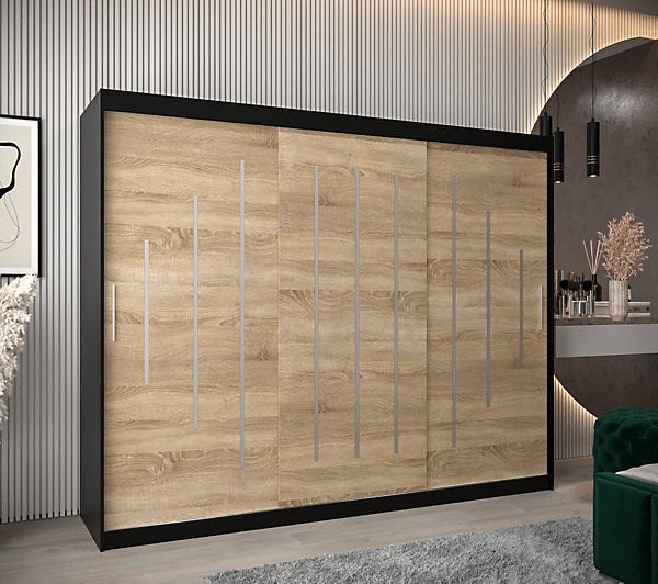 Armoire York a portes coulissantes H. 200 x L. 250 x P. 62 3 portes