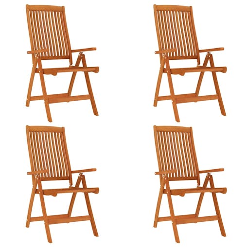 NNEVL Folding Garden Chairs 4 pcs Solid Wood Eucalyptus