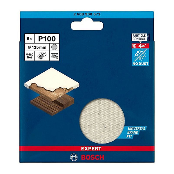 Disques abrasifs réticulés 125mm Expert M480 pour ponceuses excentriques G100 - BOSCH - 2608900672