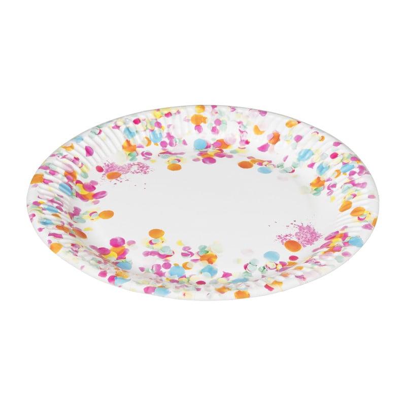 Bord Confetti - set van 8 - &Oslash;23 cm