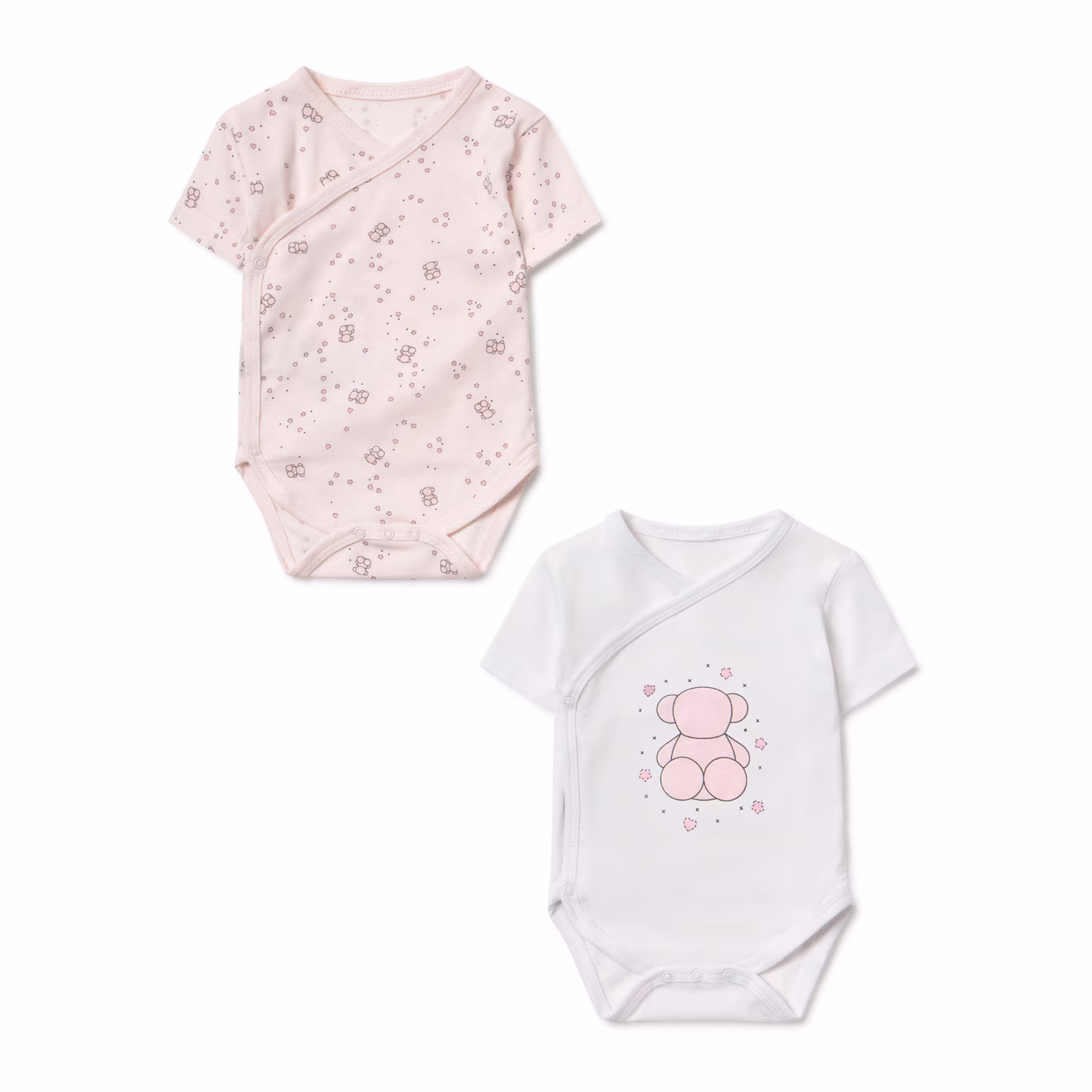 Pack de bodies de bebé cruzados Tender rosa