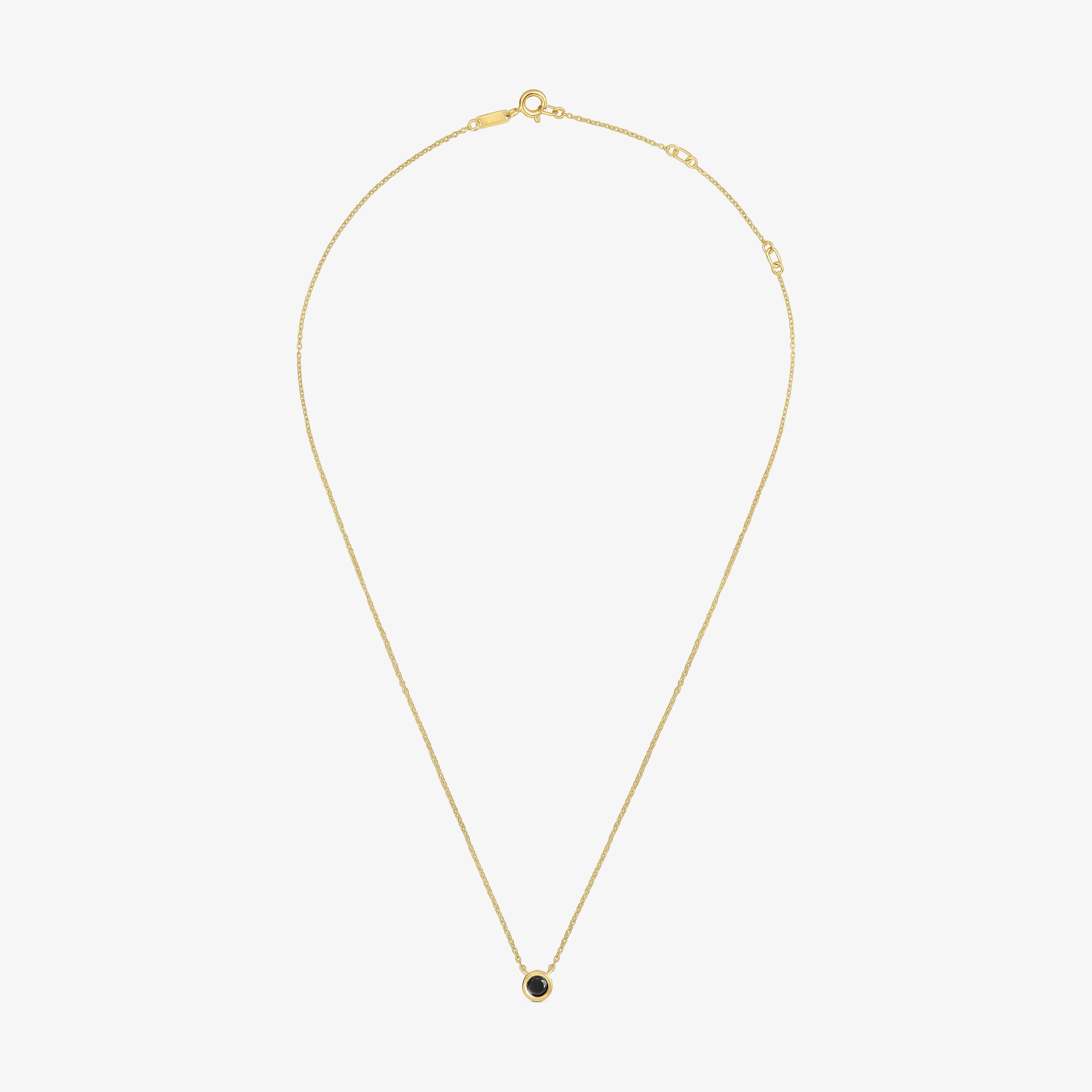 Collar corto con baño de oro 18 kt sobre plata y espinela negra Line