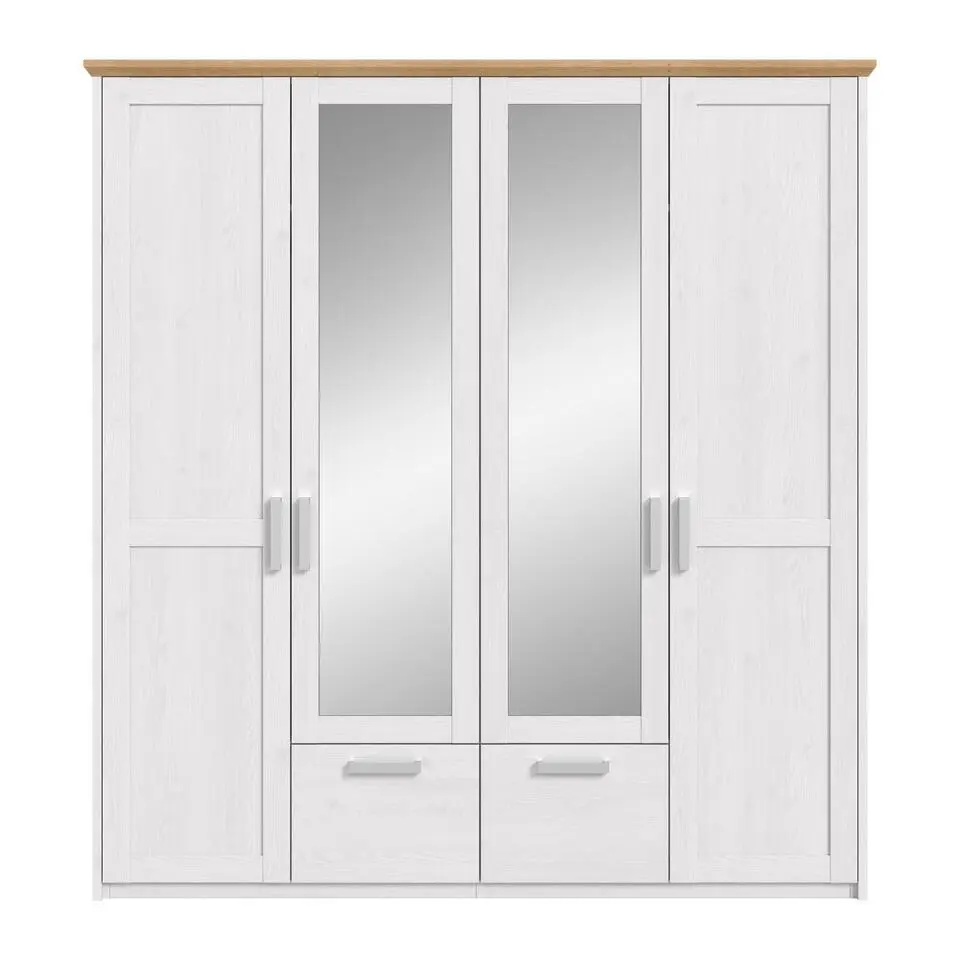 Hioshop Verona kledingkast 2 deuren- 2 spiegeldeuren- 2 laden Siberische