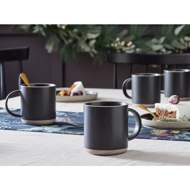 Habitat Raw Edge Set of 4 Stoneware Mug - Black