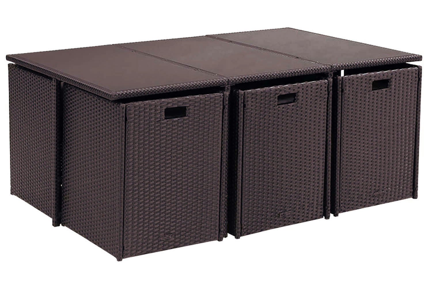 FLORIDA - Salon de jardin encastrable Marron/Blanc 10 places