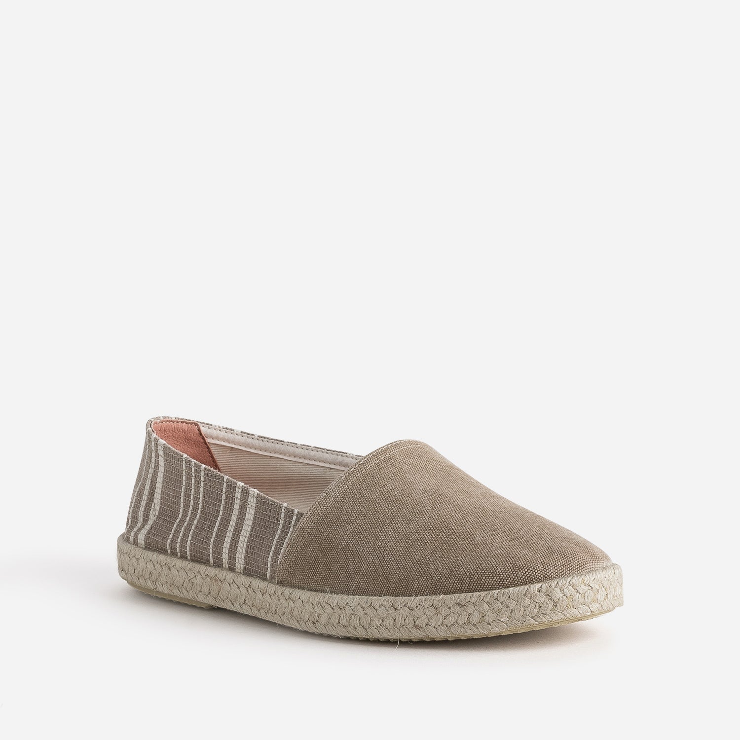 Espadrille beige toile motif rayures