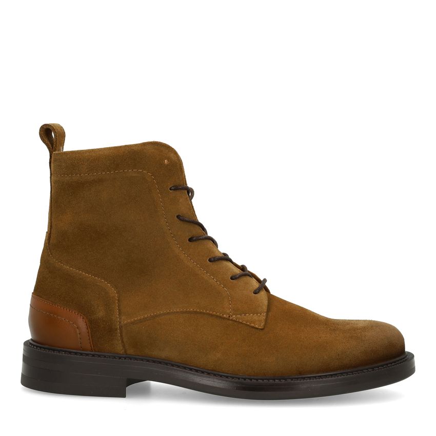 Manfield Cognac suède veterboots