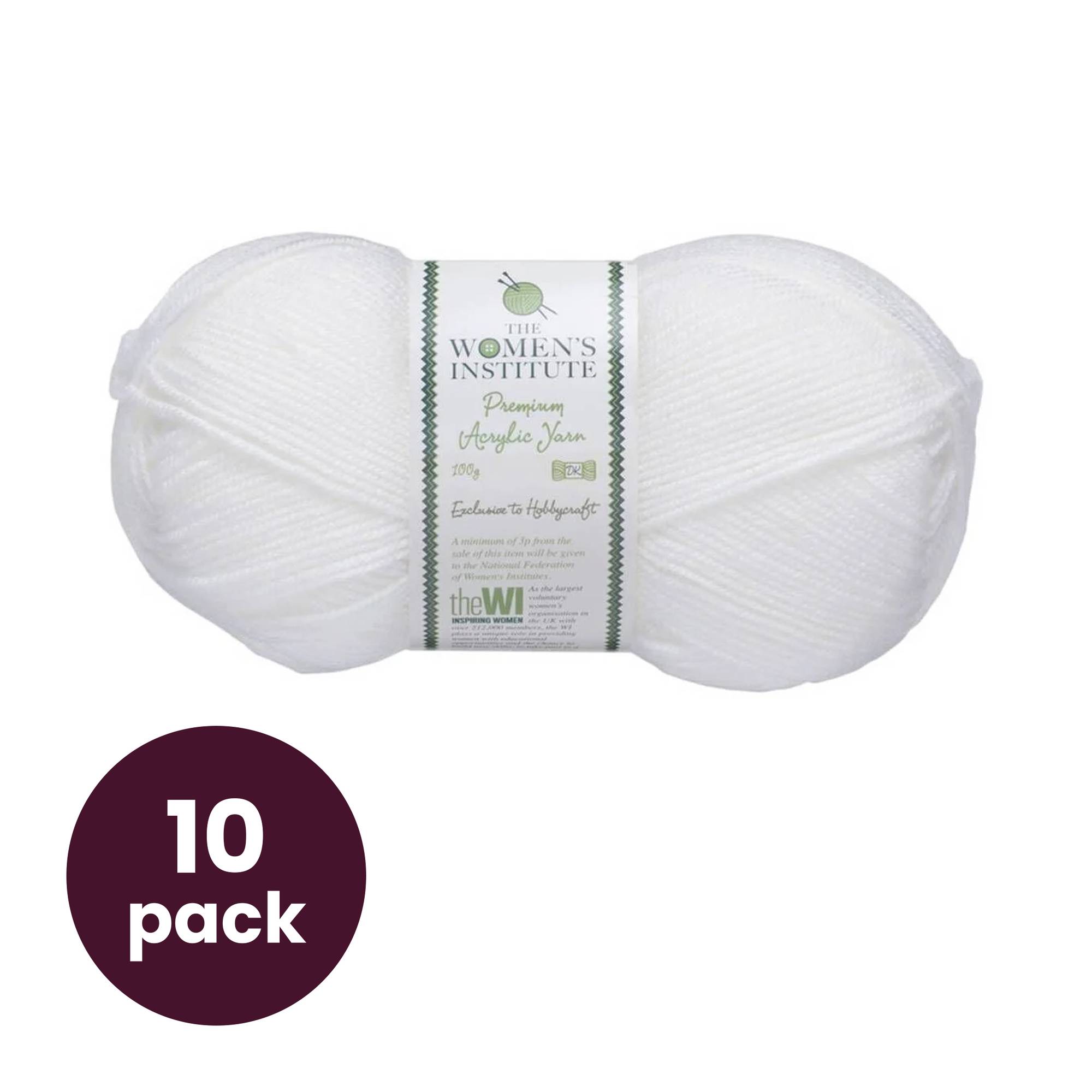 WI White Premium Acrylic Yarn 10 Pack Bundle