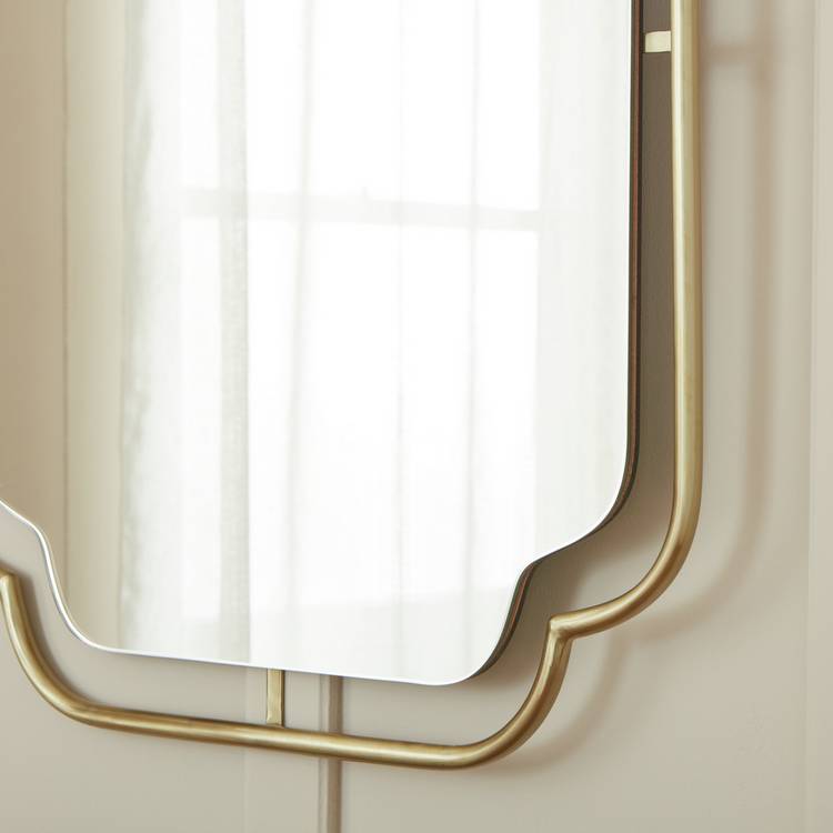 Habitat Gold Art Deco Wavy Wall Mirror - 85x65cm