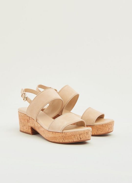 Sunny Beige Suede Cork Sandals