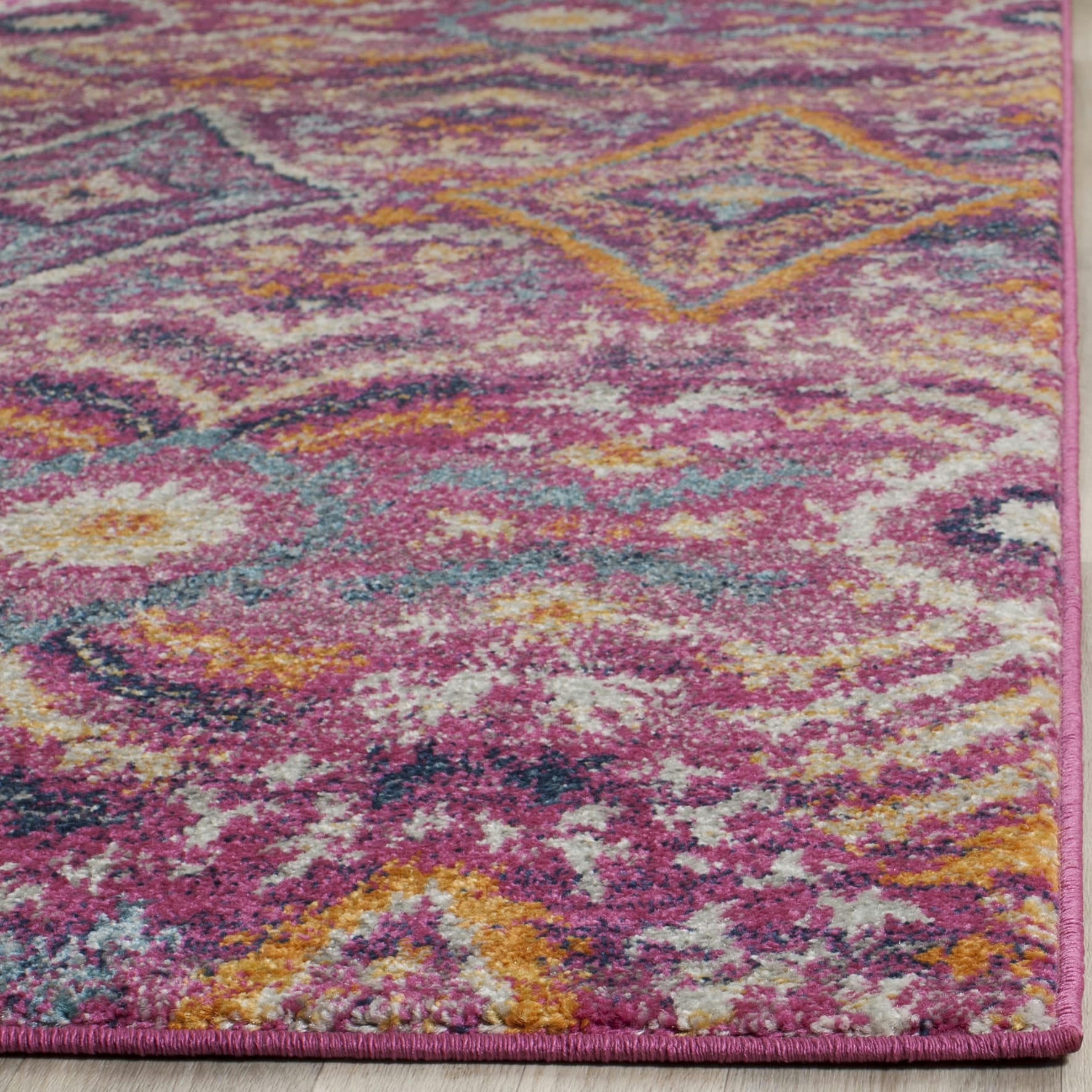 MADISON - Tapis de salon interieur en fuchsia & multi, 91 x 152 cm