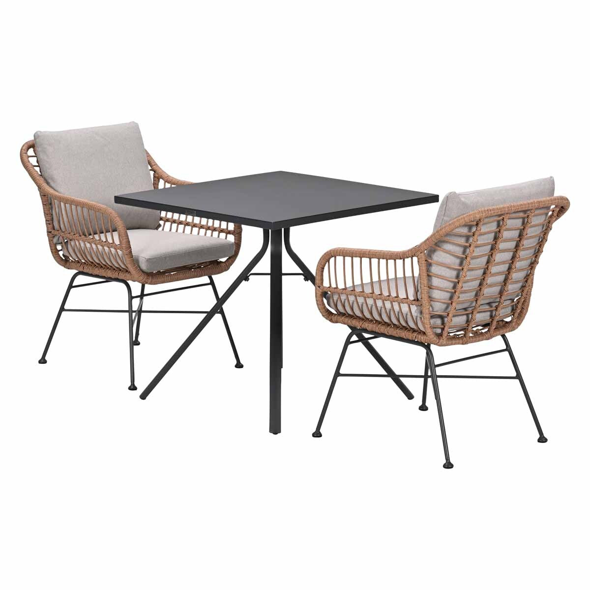 Garden Impressions Bistro tuinset Lucas bruin 3-delig - Rimini tuintafel 80x80 cm