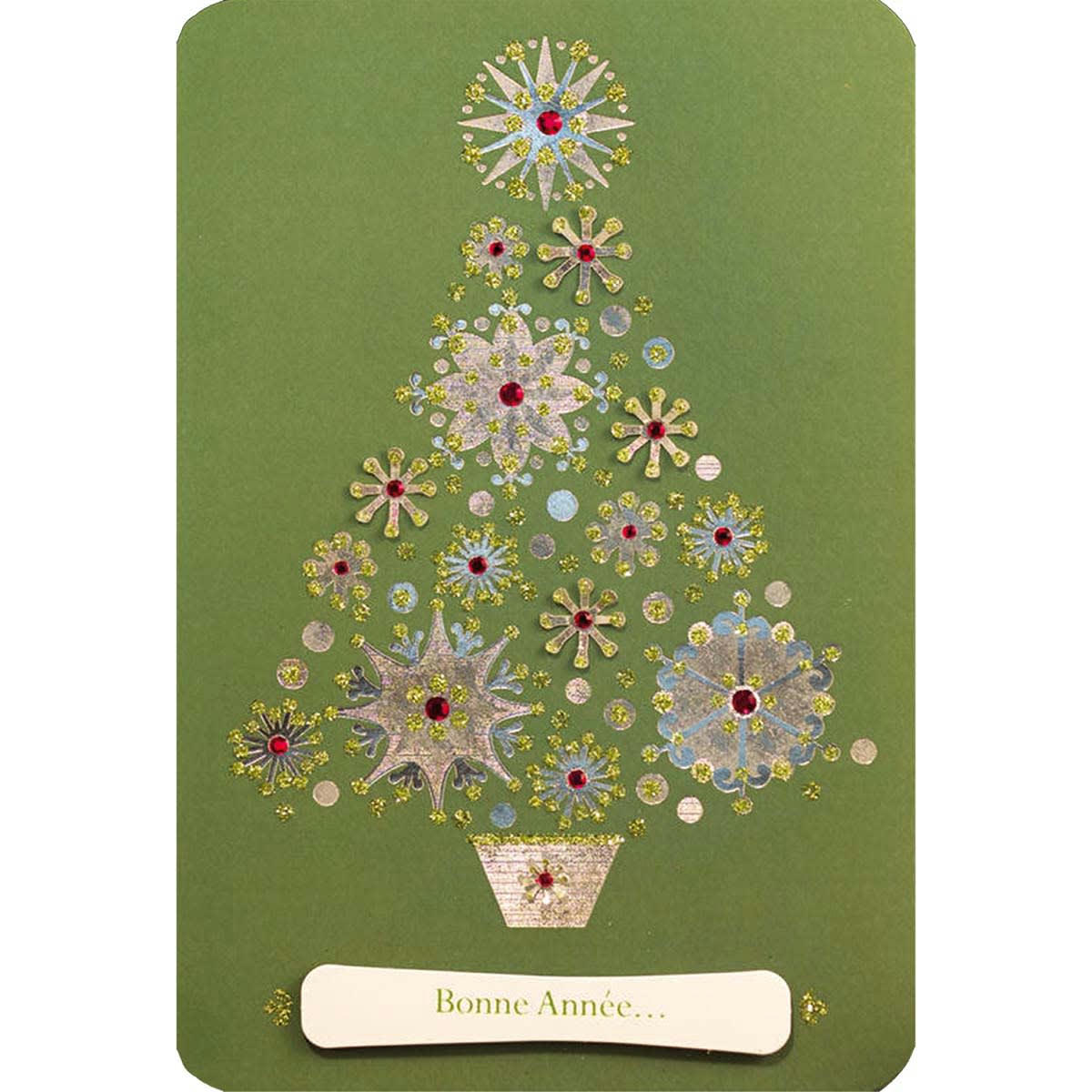 - Carte De Voeux Sapin Argent Fond Vert