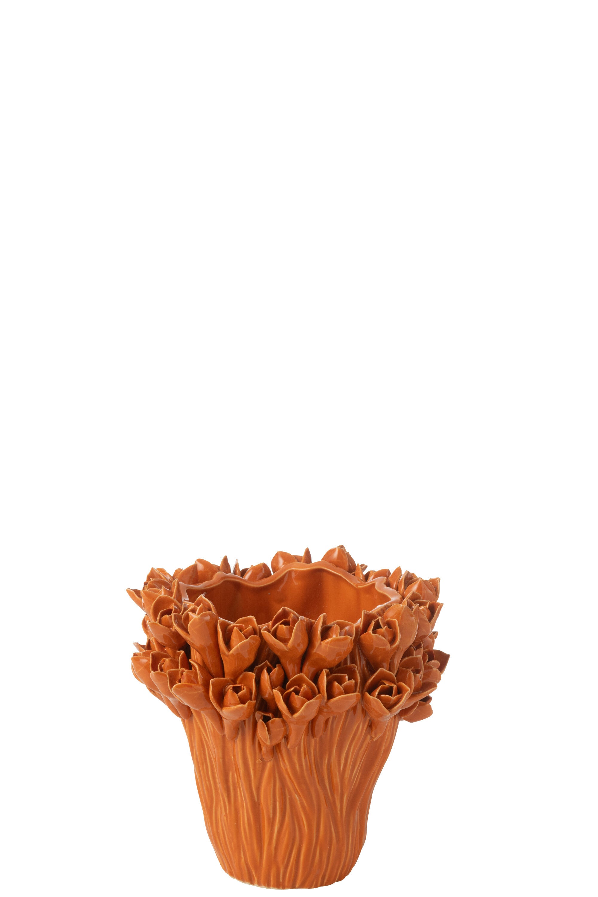 J-Line vaas Ambrosia - keramiek - oranje - small - Ø 20.5 cm