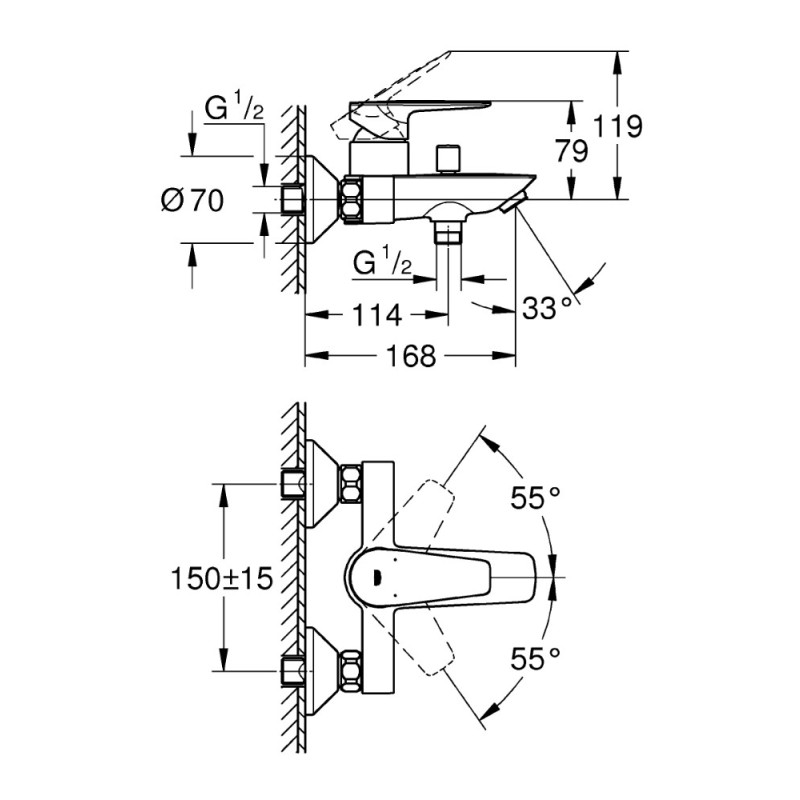 Mitigeur bain et douche Start Edge chrome GROHE