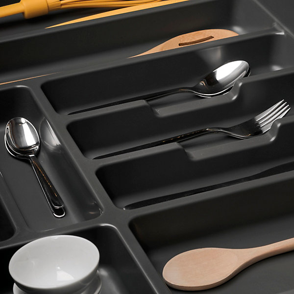 Emuca range-couverts Optima Vertex/Concept, profondeur 500mm, plateau 16mm, module 800mm, Plastique, Gris antracite