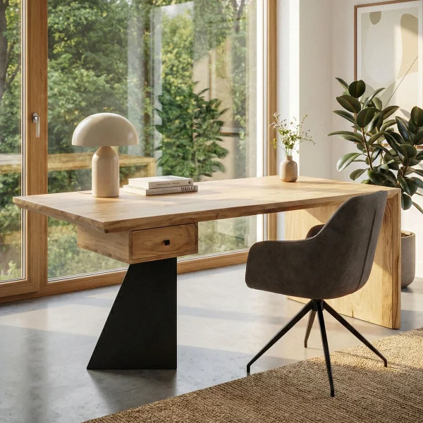 Biurko 180 cm lite drewno szuflada industrialne biurko naturalny stół