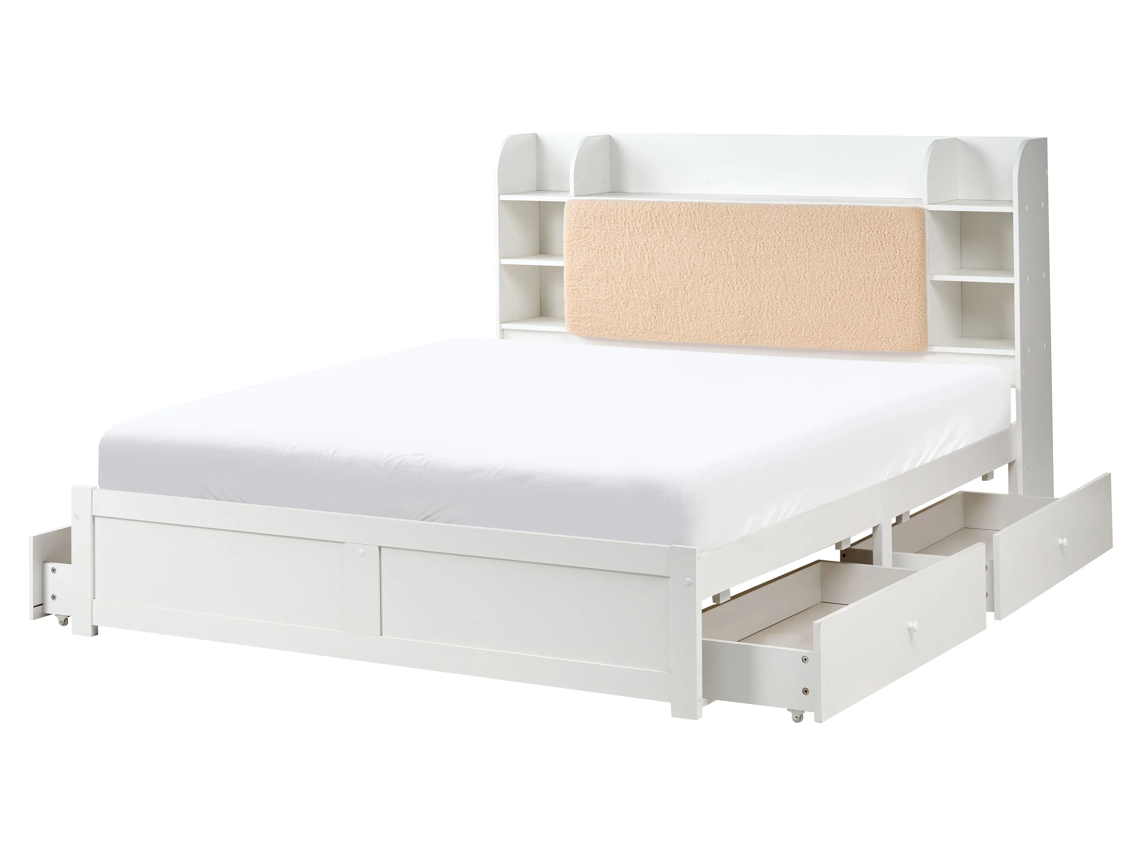 Bed with Storage Drawers BIZOU 160 x 200 cm (EU King Size) White