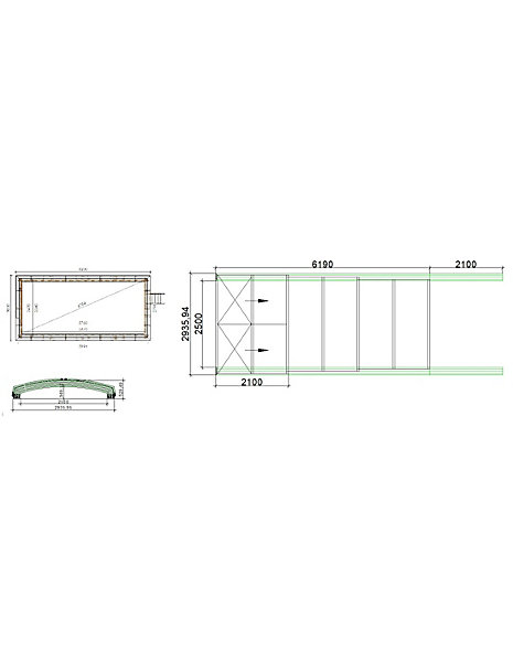 Abri de piscine Skyline pour les modèles 6,20x3 m - BAS87, BAS787 - polycarbonate massif 3 mm - Couleur Ral7037 Gris- ECO324