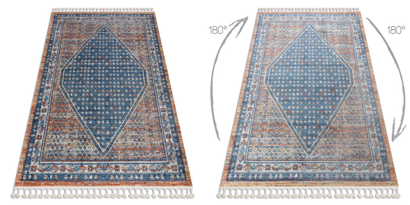 Dywan nowoczesny BELLE BG58A granat / beż Frędzle120x170 cm