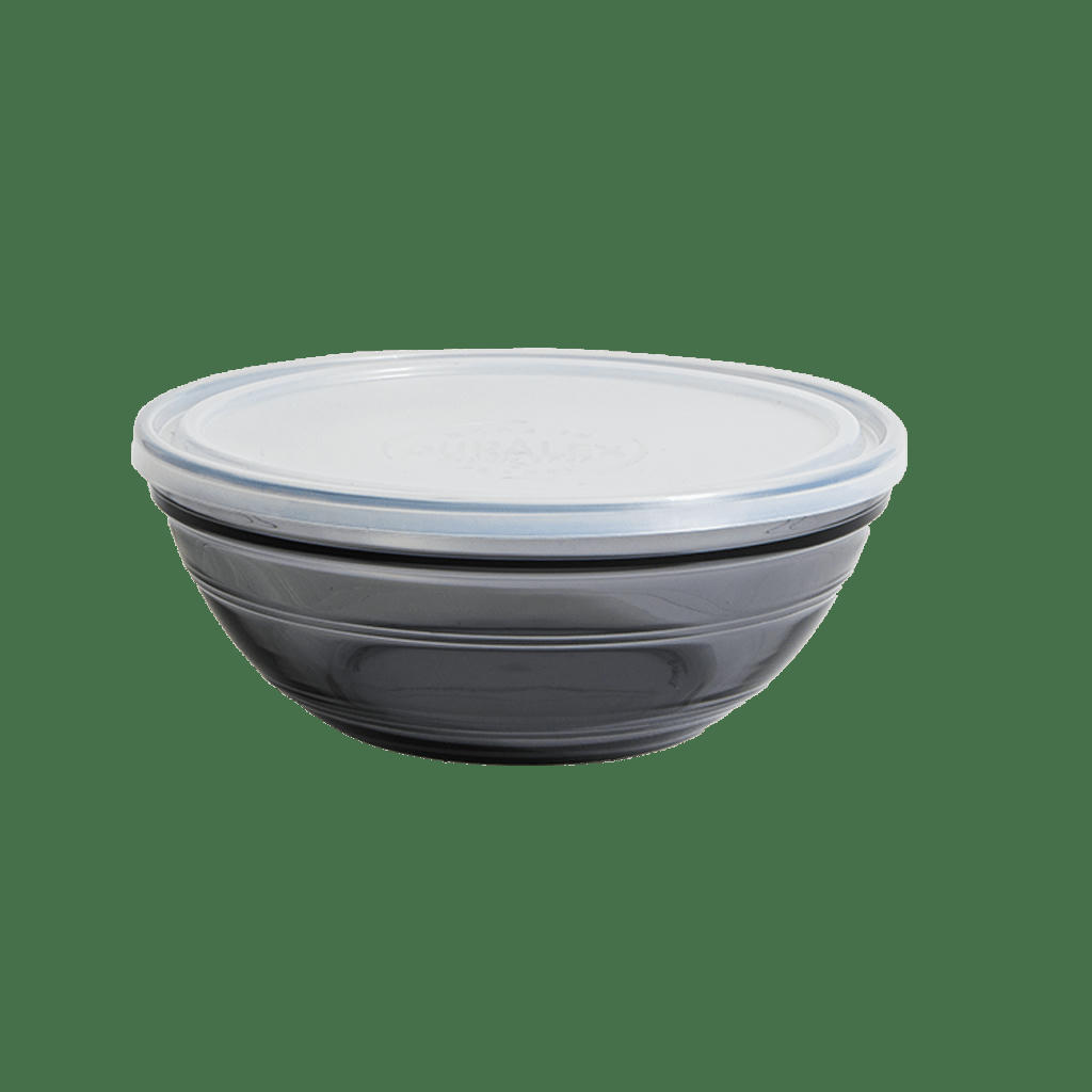 LE GIGOGNE® - Saladier rond empilable 1,59L en verre teinté gris + couv