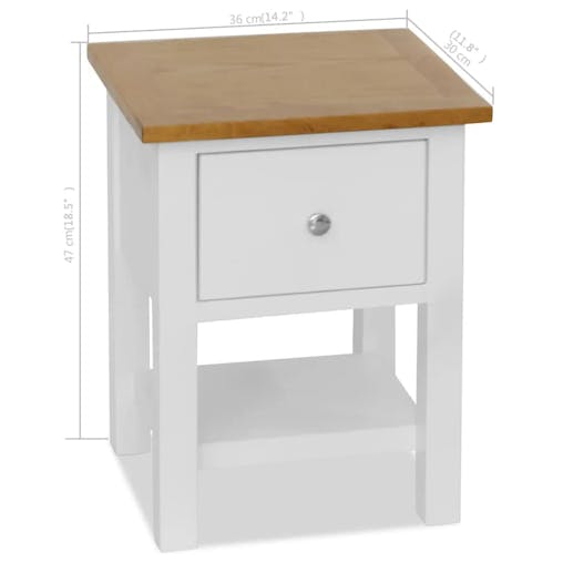 NNEVL Nightstand 36x30x47 cm Solid Oak Wood