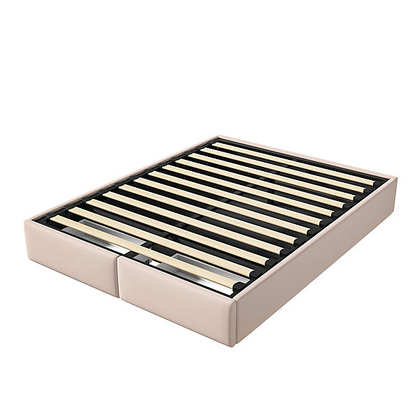Lit Capitonné 160 X 200 Cm, Plate-forme Avec 2 Tiroir, Sans Tête De Lit, Beige