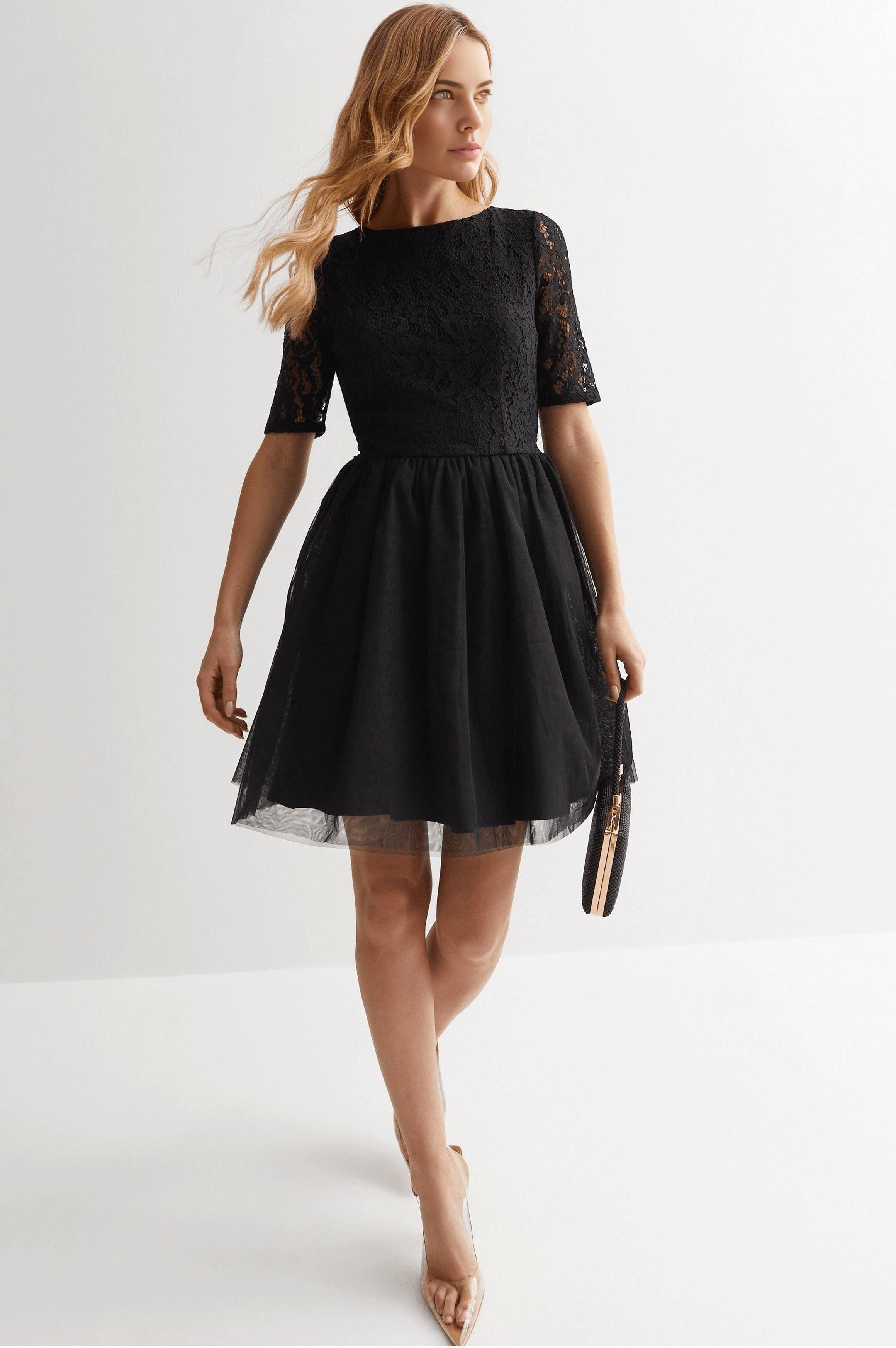Cutie London Black Lace Open Back Mini Dress