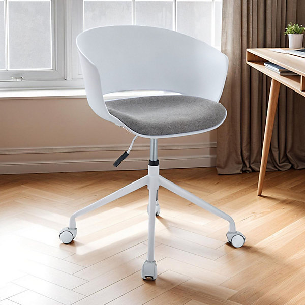 Chaise de bureau pivotante DAGMA, en plastique - Blanc