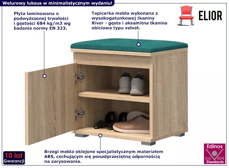Minimalistyczna szafka na buty dąb sonoma   zielony - Marix