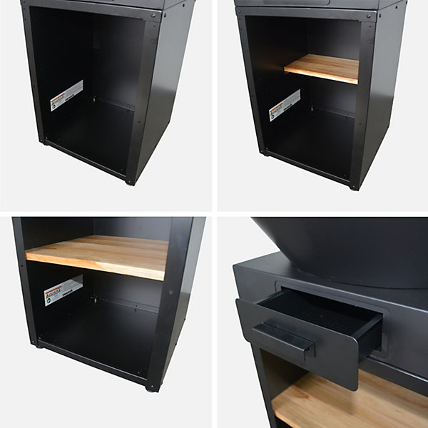 Brasero barbecue D.81.5cm avec grille de cuisson et espace de rangement