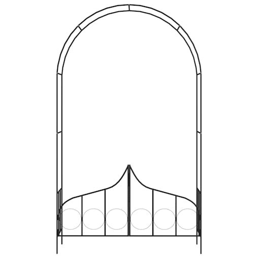 NNEVL Garden Arch with Gate Black 138x40x238 cm Iron