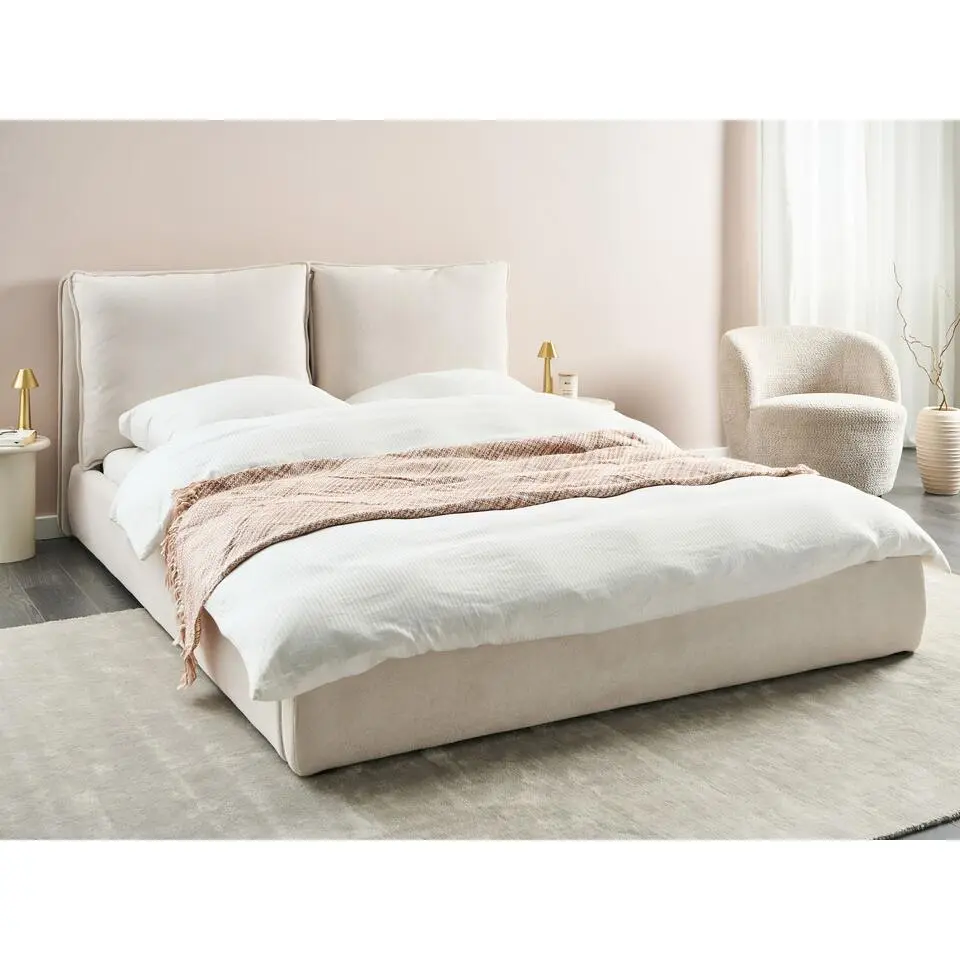 BAJONNA - Tweepersoonsbed - Lichtbeige - 160 x 200 cm - Polyester
