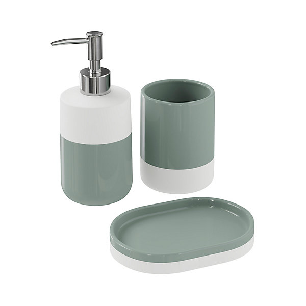 Distributeur de savon Koros blanc et vert gris GoodHome