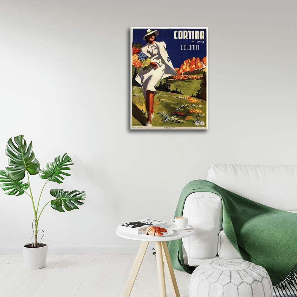 - Tableau affiche touristique vintage Cortina 50x70cm
