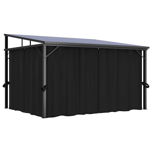 NNEVL Gazebo with Curtain 405x294x244 cm Anthracite