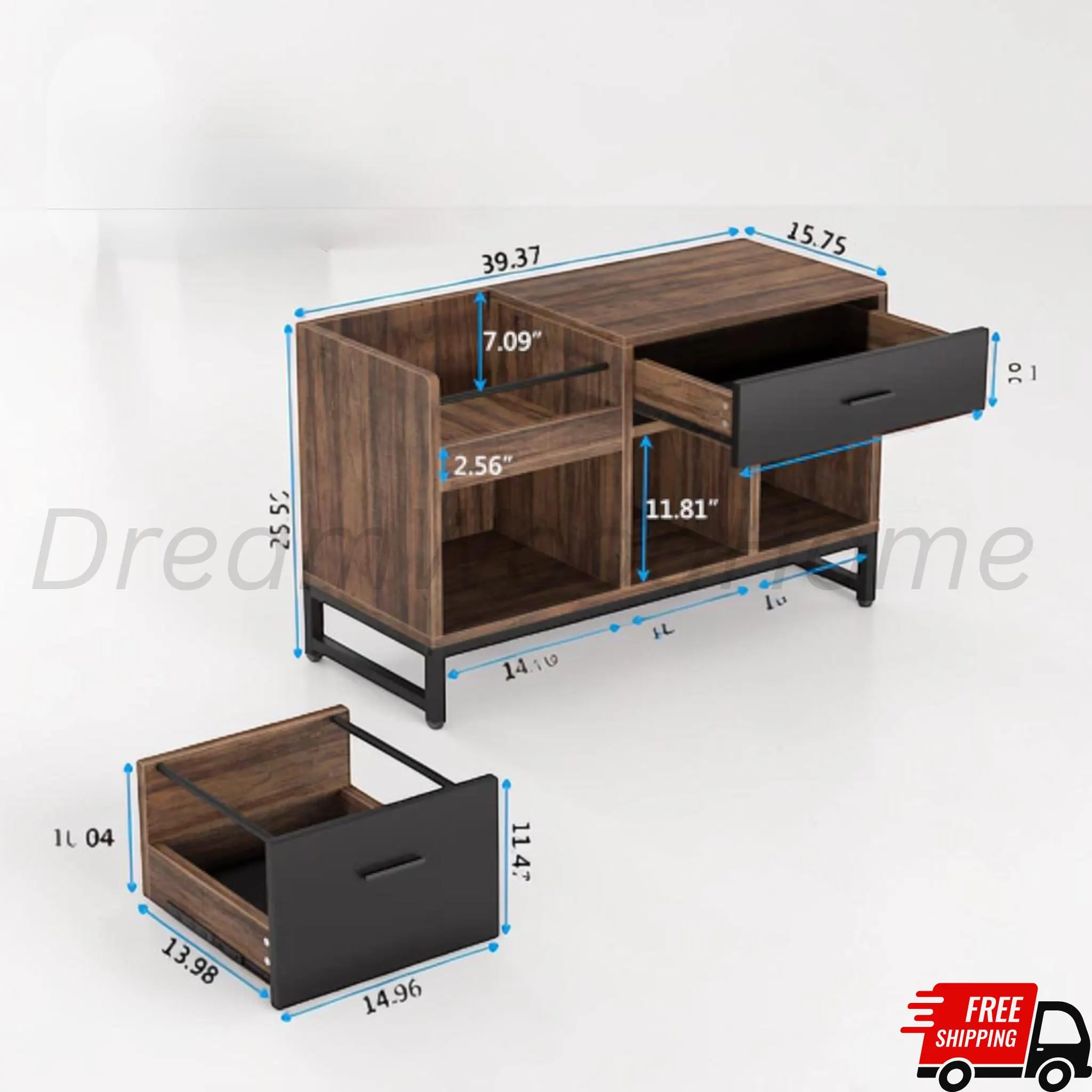 Rustic File Cabinet with 2 Drawers Printer Stand Storage Cabinet