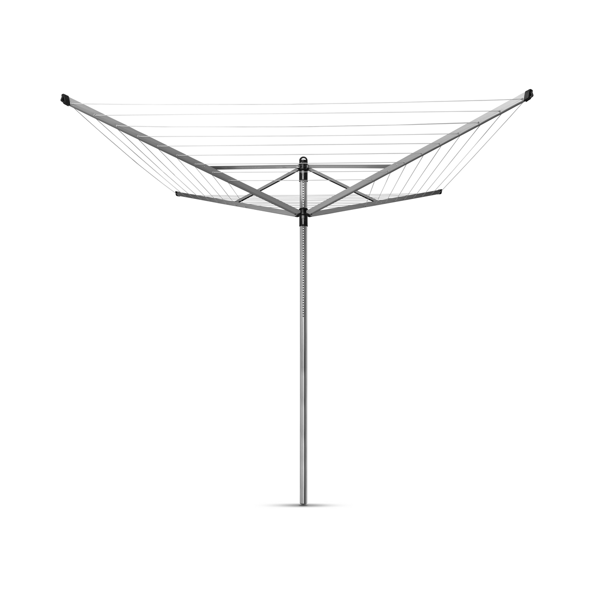 Brabantia Droogmolen Lift-O-Matic, 50 meter met metalen grondanker, doorsnede 45 mm en beschermhoes - Metallic Grey