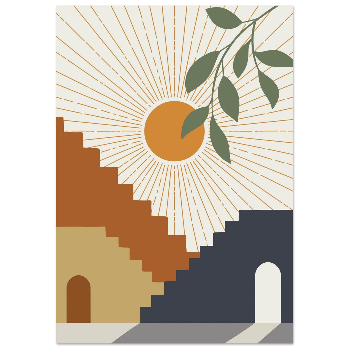 Artfulprints Poster Boho – Stairway sun  - 70x100 cm - Meerkleurig