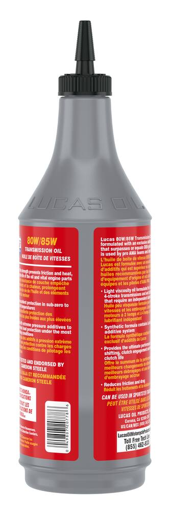 Lucas Oil Synthetic Motorcycle Transmission Oil 80W85, 946-mL