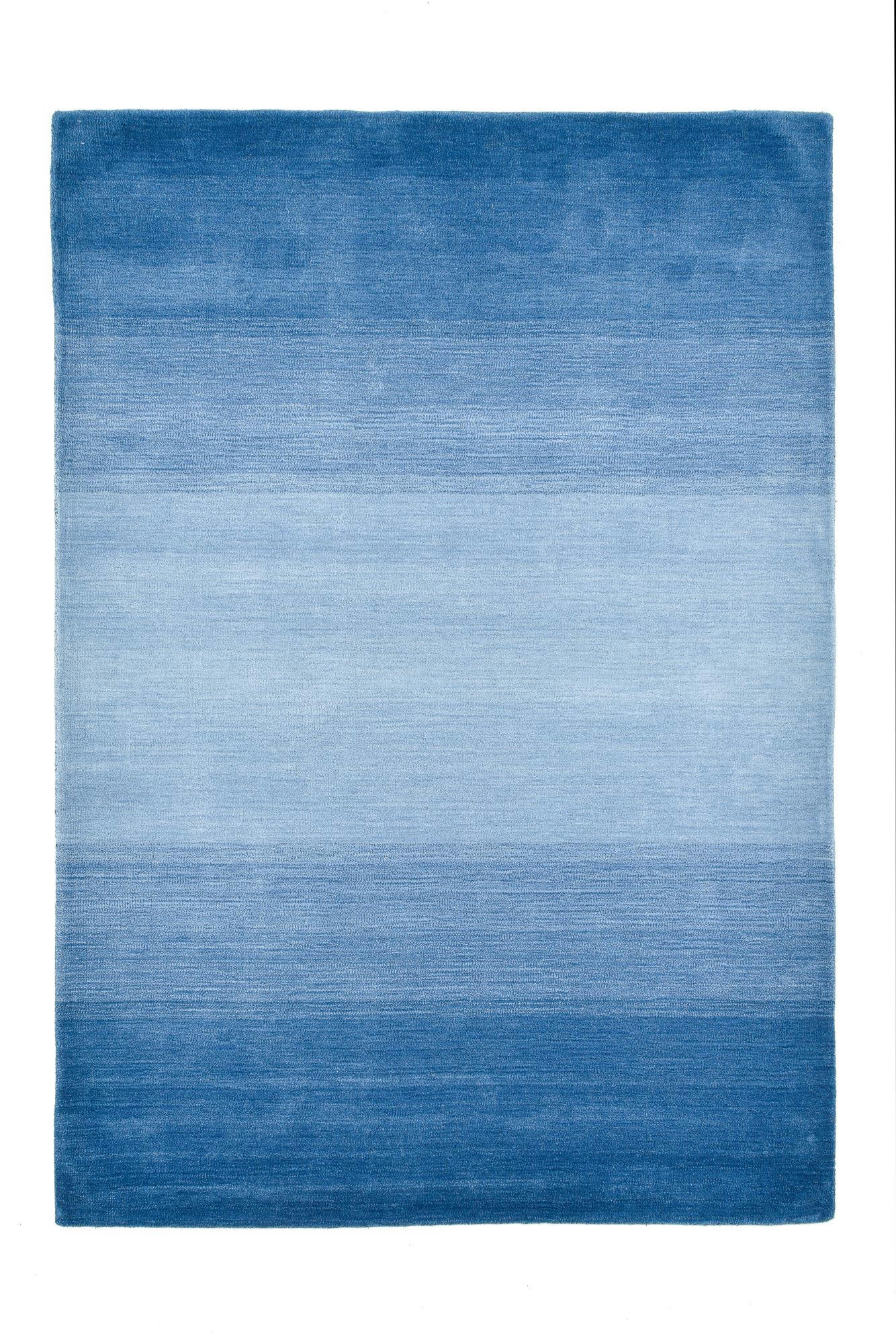 WOOL COMFORT - Tapis dégradé de couleur en laine bleu 60x90 cm