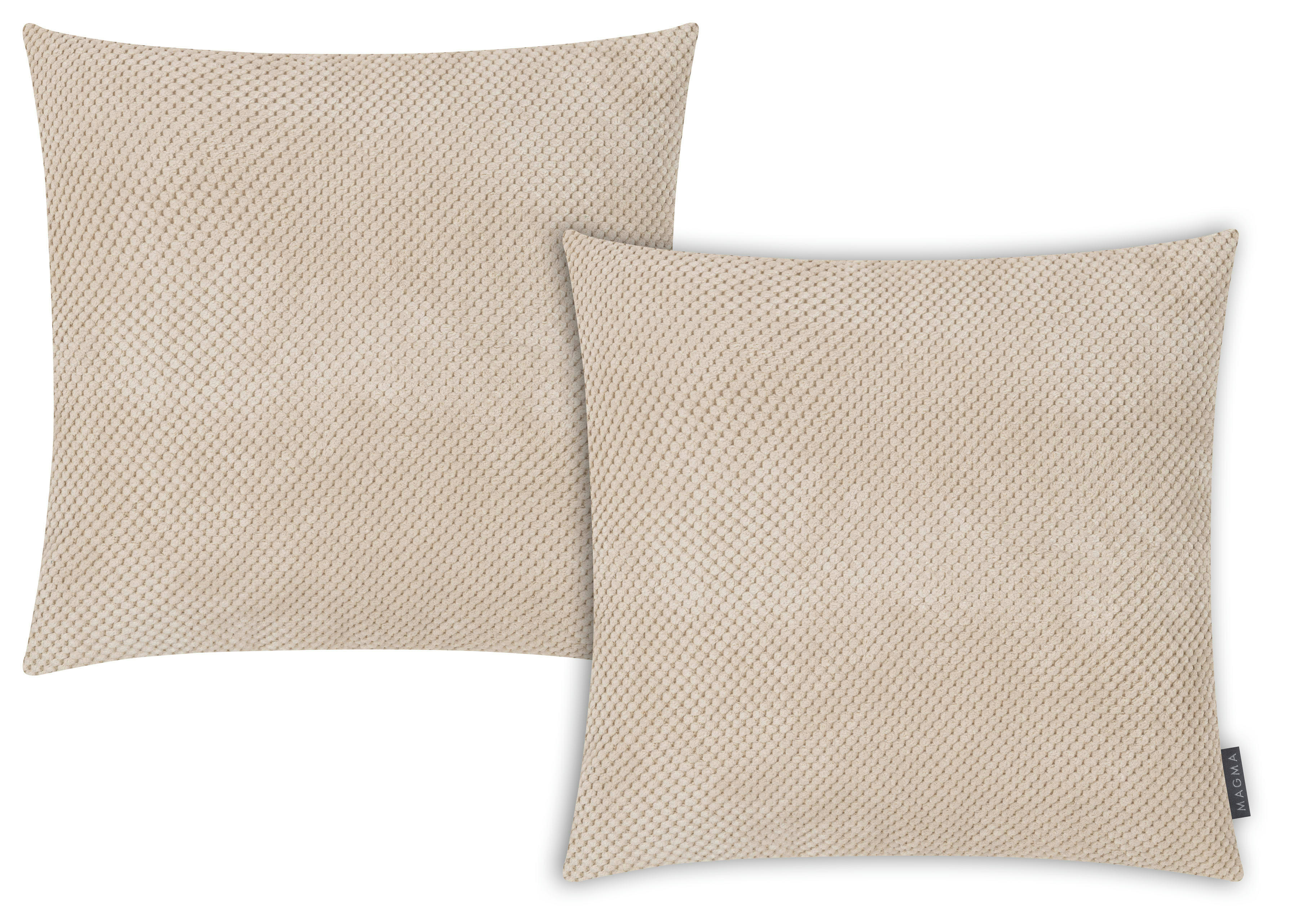 COMODO - Housses de coussin en velours avec relief beige-Lot de 2-50x50