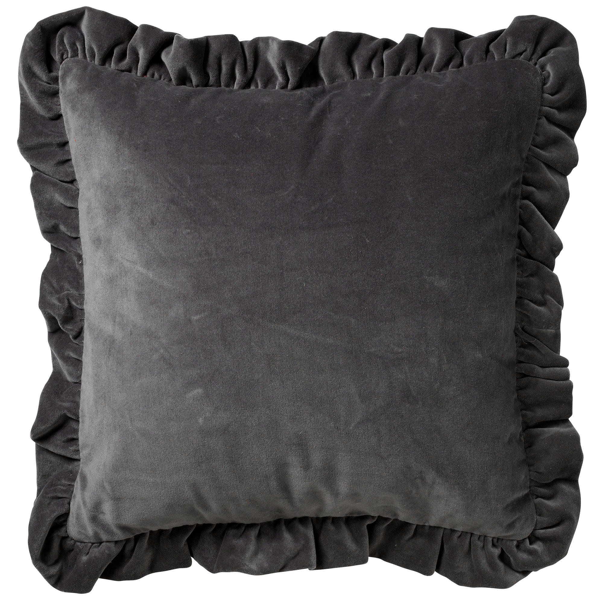 YARA - Coussin - gris en velours 45x45 cm uni