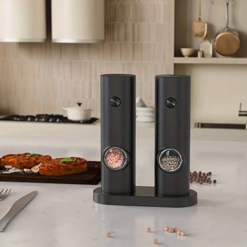 NNETM Electric Pepper Grinder Set - 2pcs Household Sea Salt Ginders