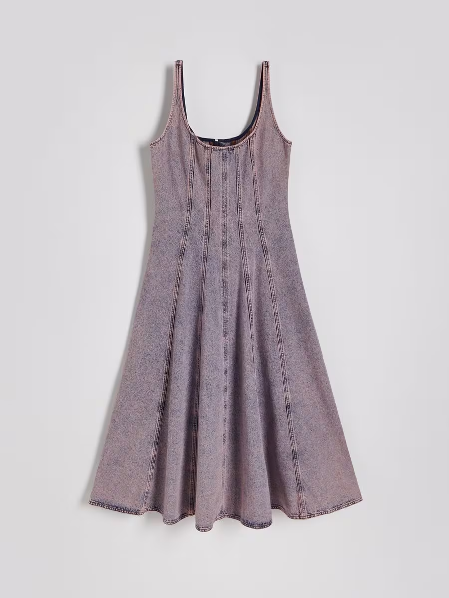 Denim Dress With Stitching