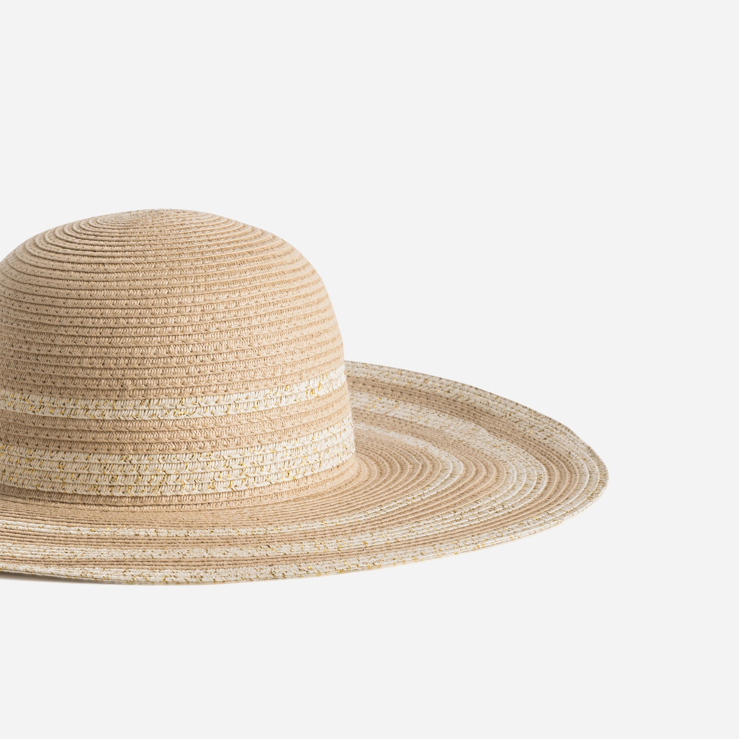 Capeline camel et beige fils dorés